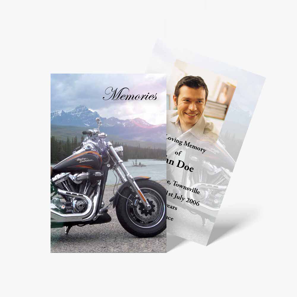 memorial motorcycle funeral card template