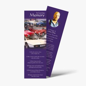 a bookmark with a picture of a car and a quote