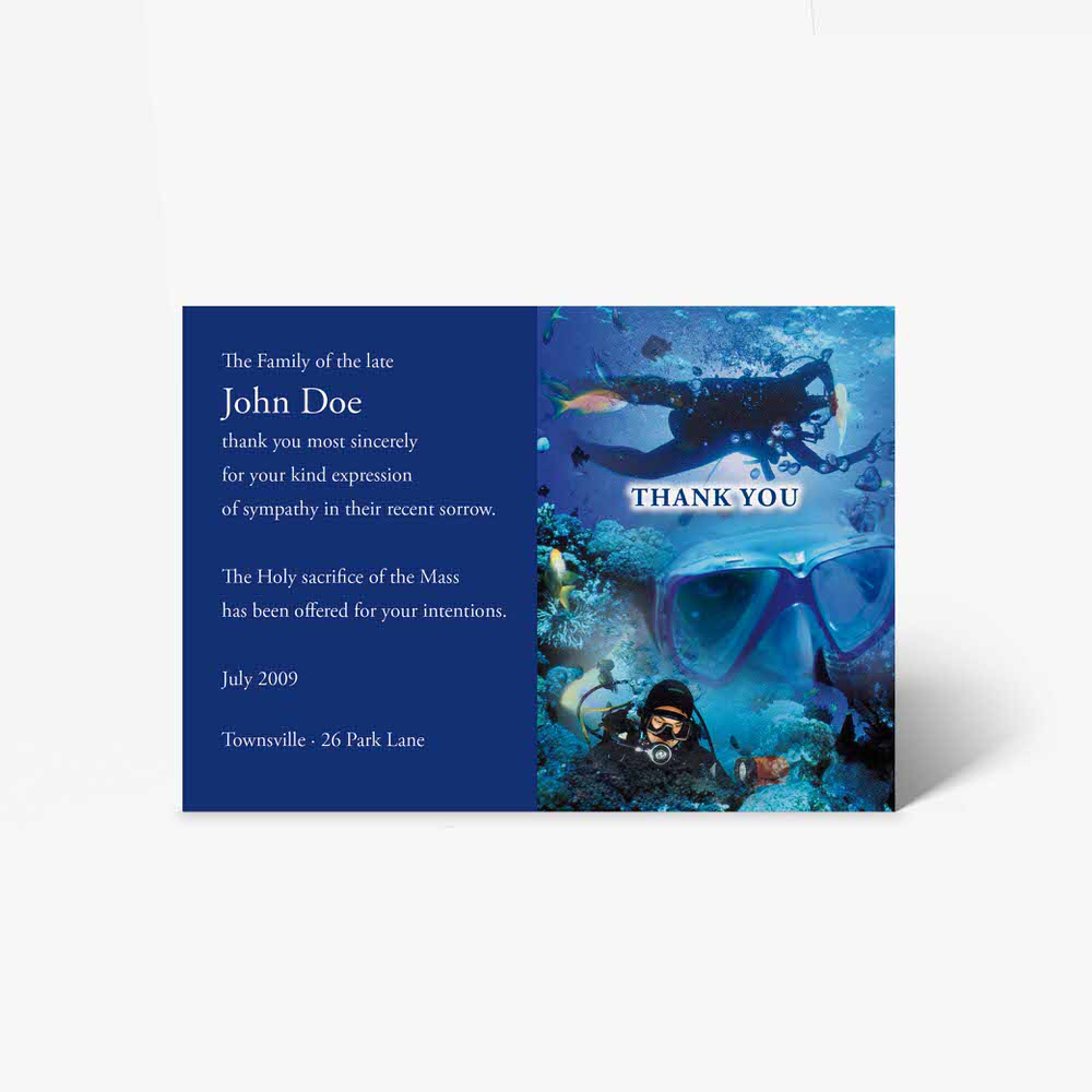 diving thank you card template