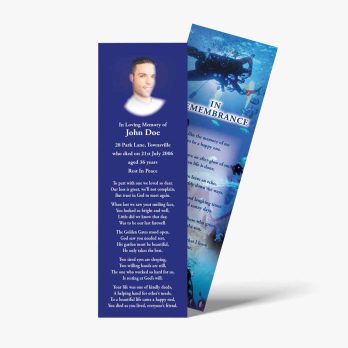 a bookmark with a photo of a man in the ocean