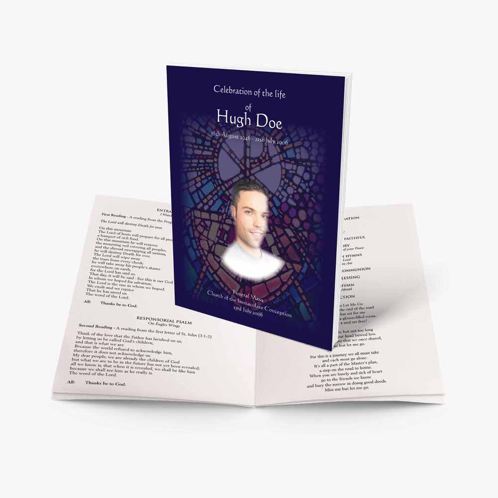a stained glass funeral program template