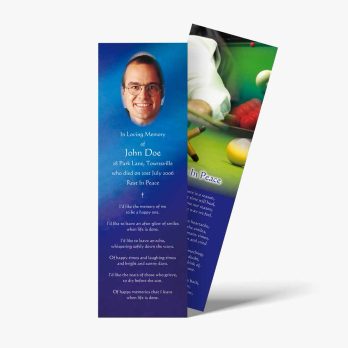 a bookmarks with a photo of a man playing pool