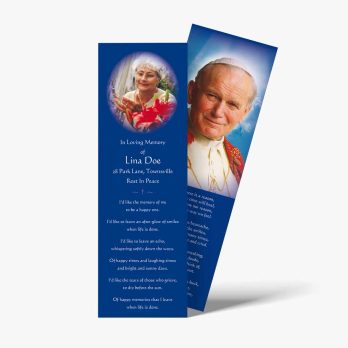 a bookmark with a photo of a man and his wife