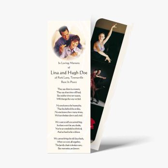 a bookmark with a photo of a family and a poem