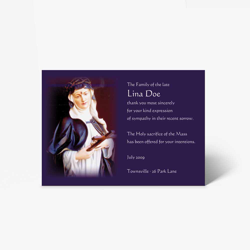 st lina de'lina - prayer card