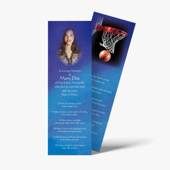 a bookmark with a basketball hoop and a photo of a girl