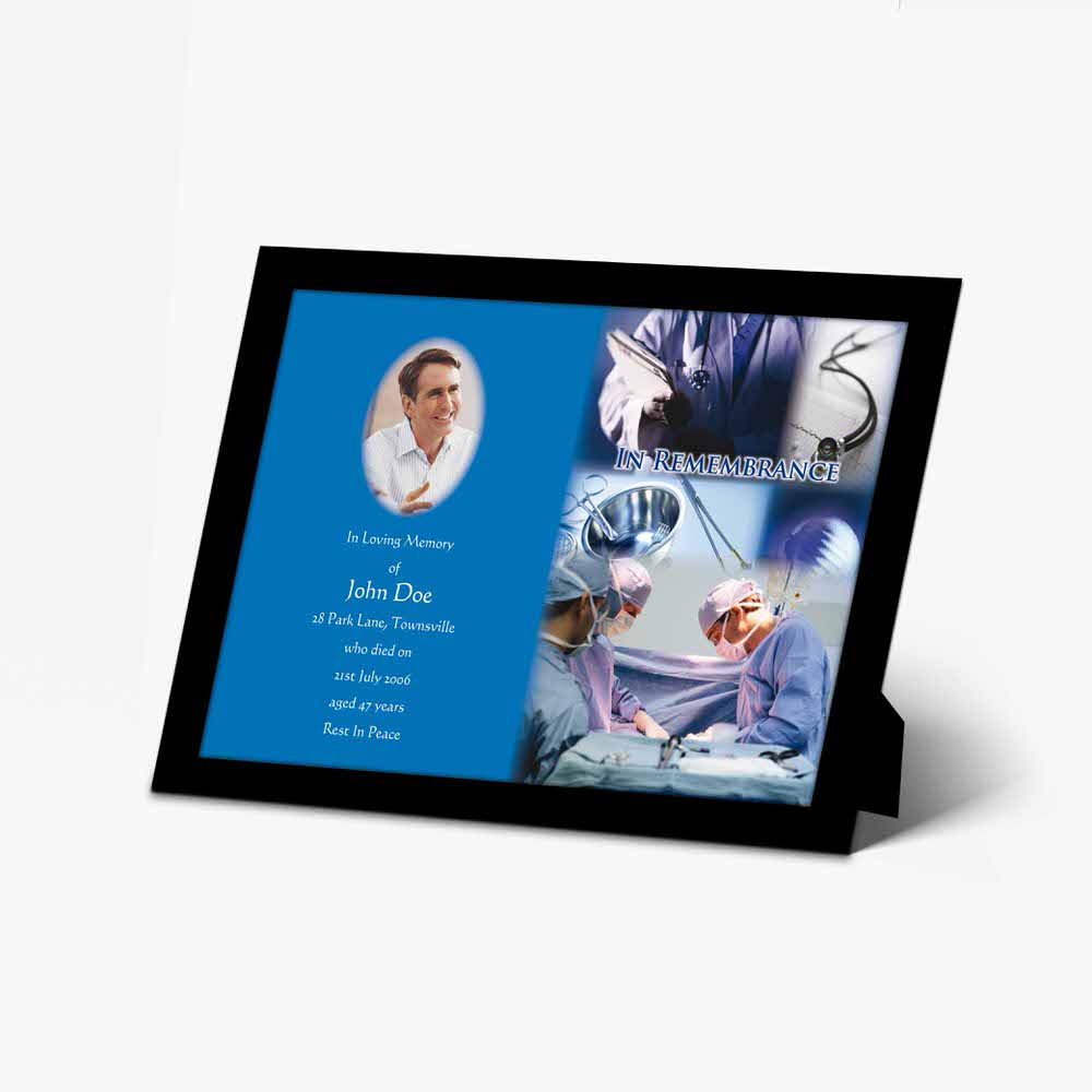 a photo frame with a picture of a doctor