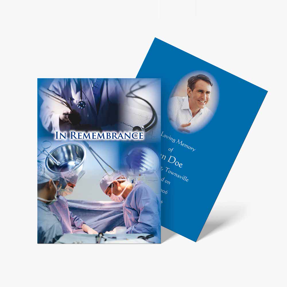an international medical card with a photo of a surgeon