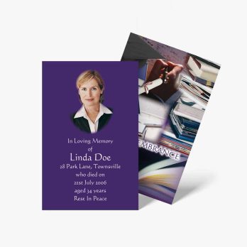 a business card with a photo of a woman