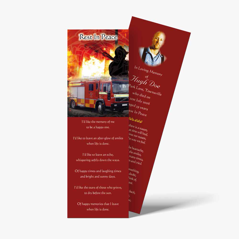 a bookmark with a fire truck on it