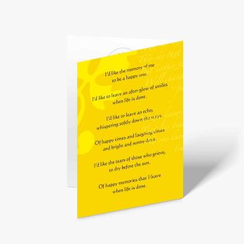 a yellow card with a poem on it