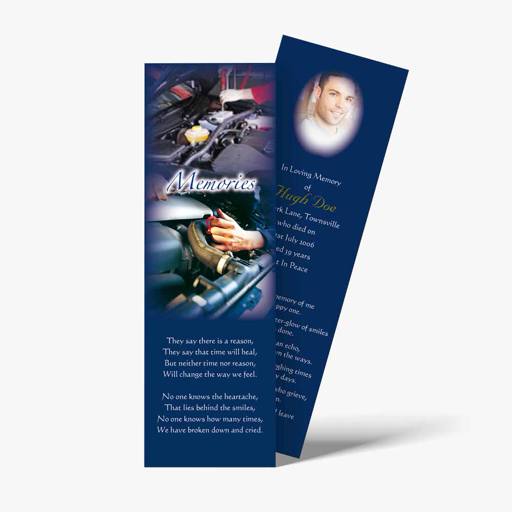 a bookmark with a photo of a motorcycle rider