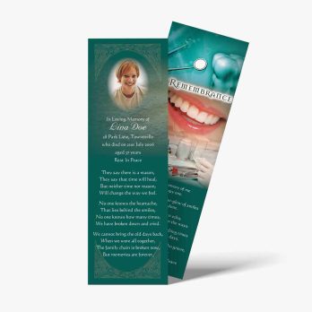 a bookmark with a picture of a tooth and a toothbrush