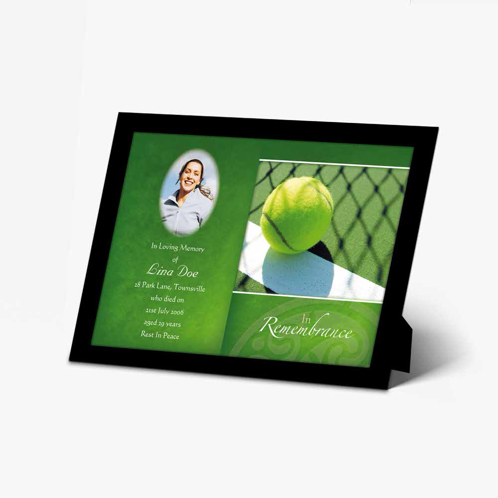 a green framed photo of a tennis player