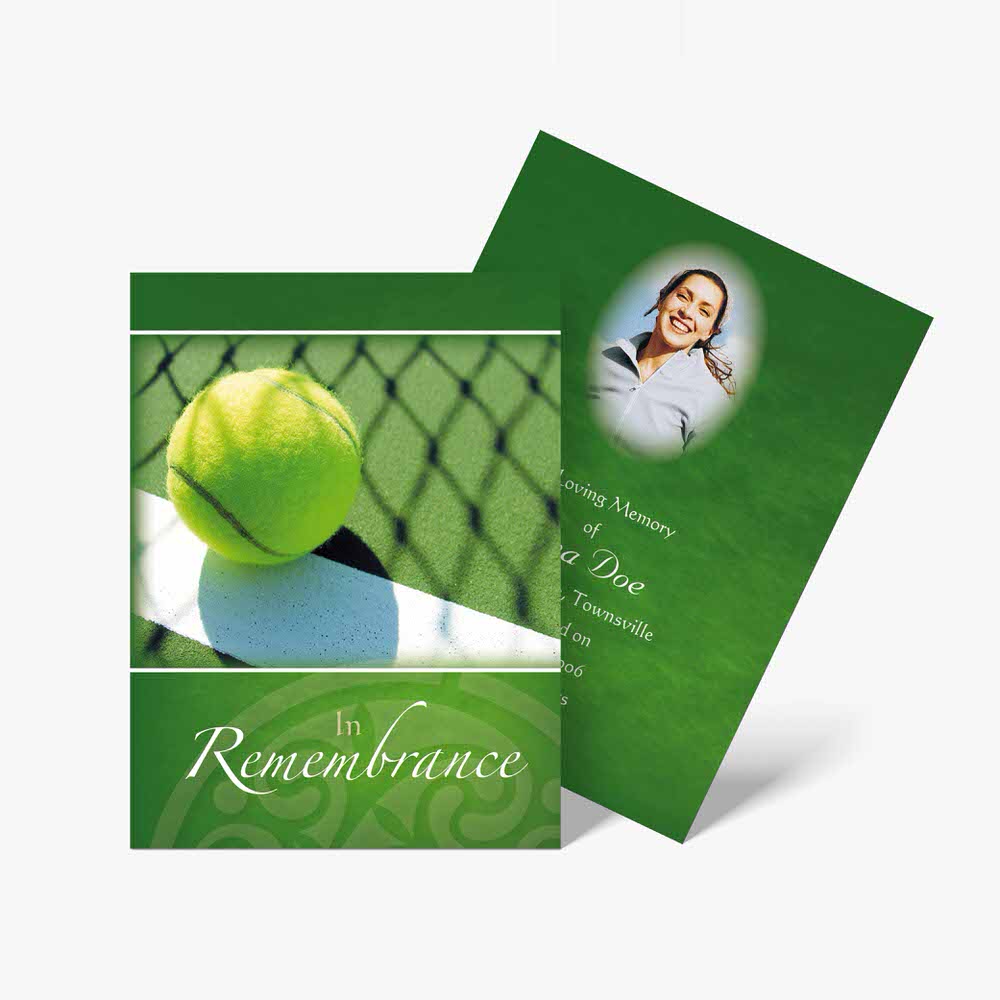 tennis memorial card template