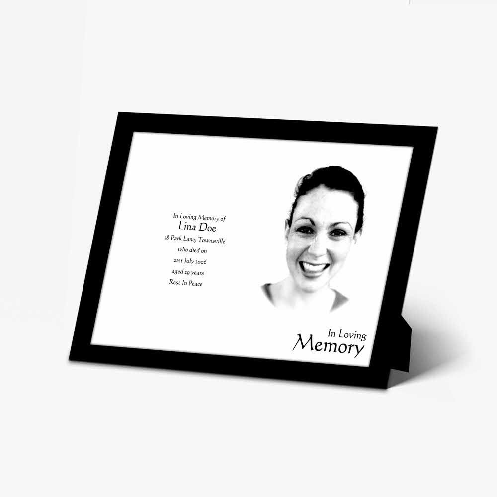 a black and white photo frame with a woman's face on it