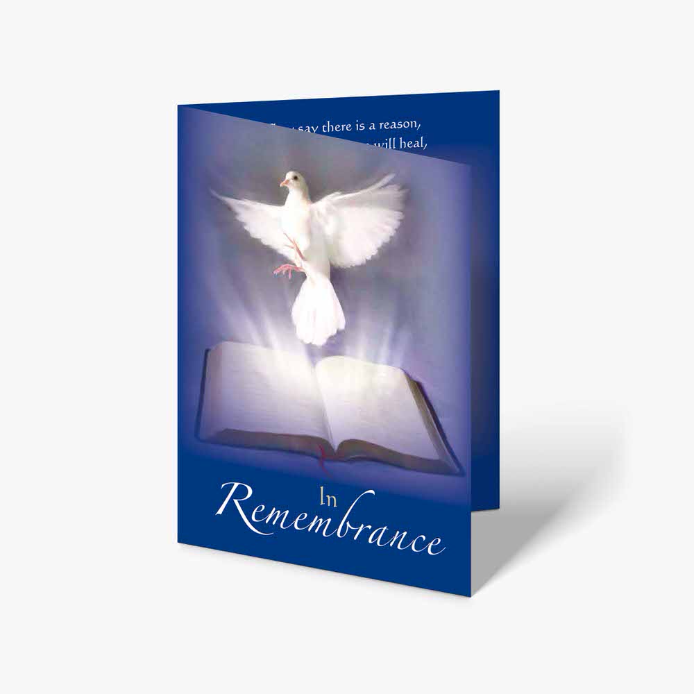 remembrance card - white dove with open book, transparent png download