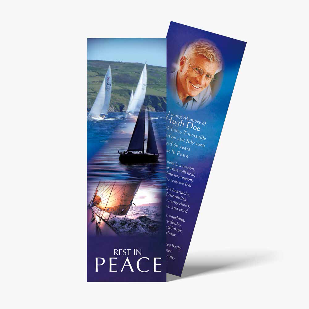 a bookmark with a photo of a sailboat on it