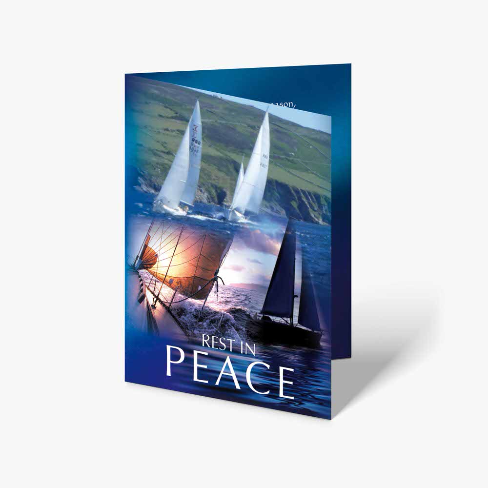 a card with a sailboat on it and the words peace