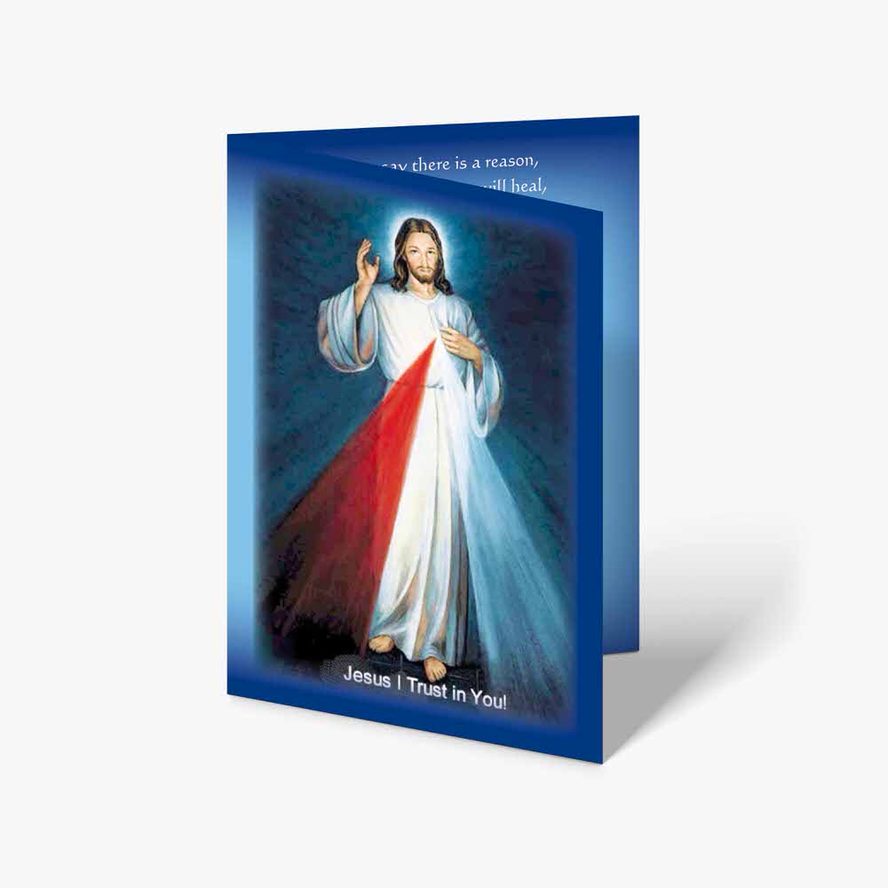 a card with the image of jesus in the middle