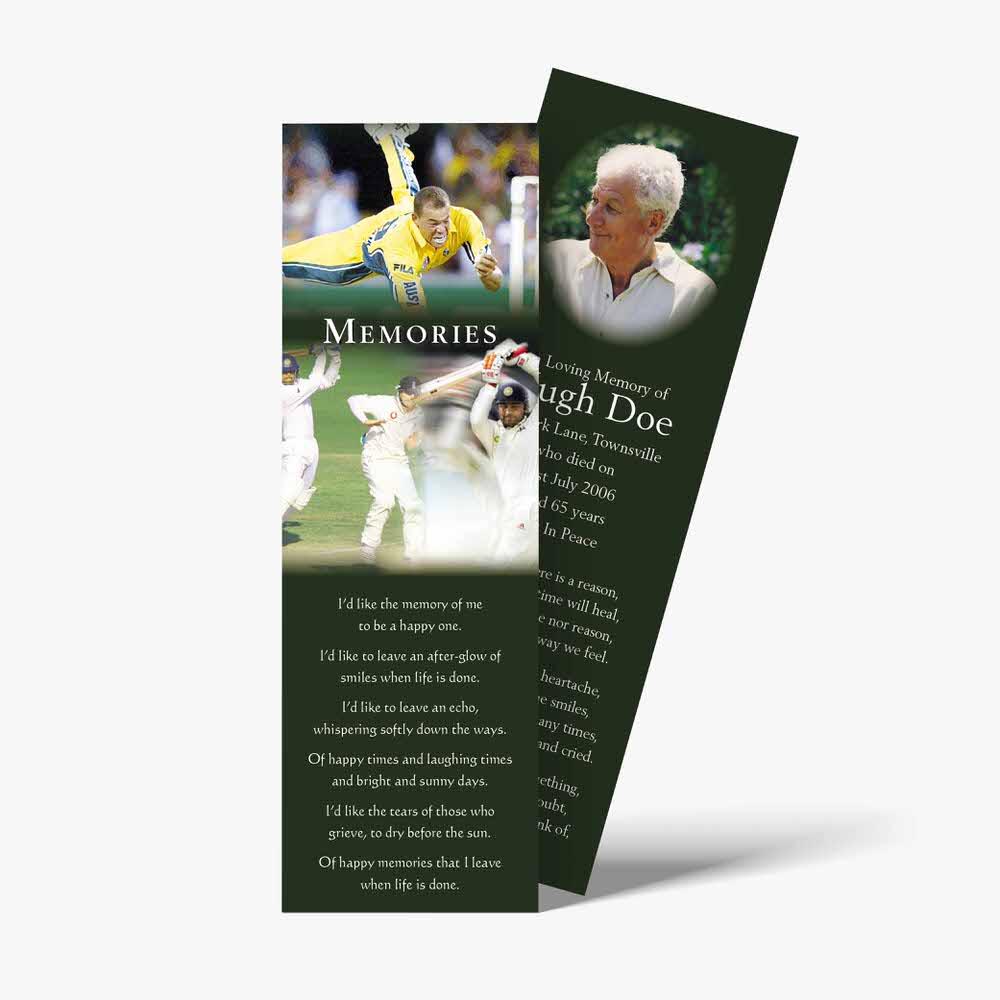 a bookmark with a picture of a man playing cricket
