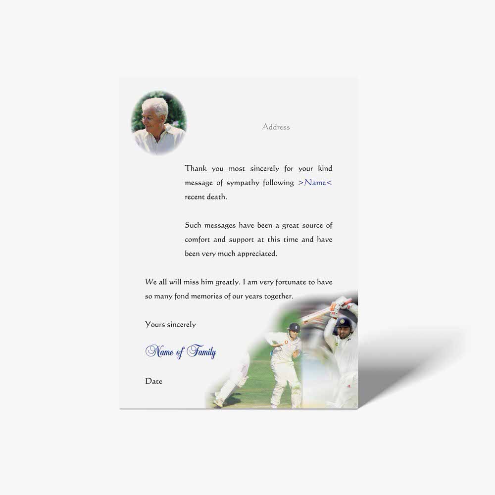 thank you card for a cricket match