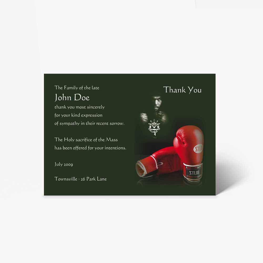 thank you card template boxing gloves