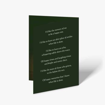 a green card with a poem on it