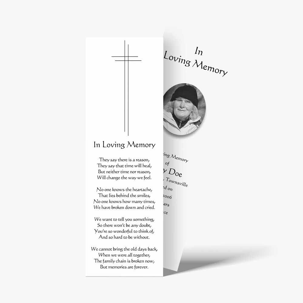a bookmark with a cross on it and a poem