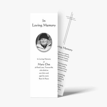 a bookmark with a photo of a person in a cross