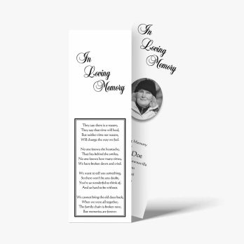 a black and white bookmark with a poem on it