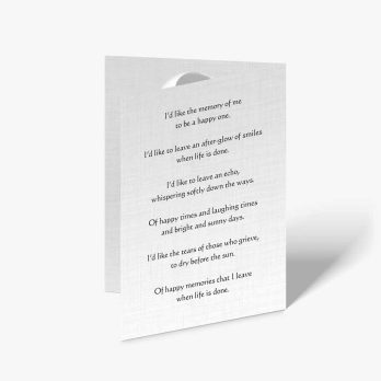 a white card with a poem on it