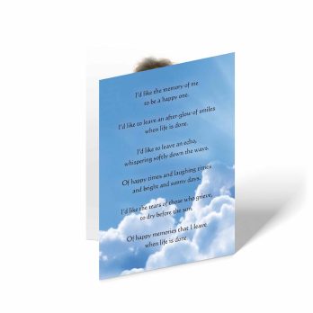 a card with a poem about a person in the sky