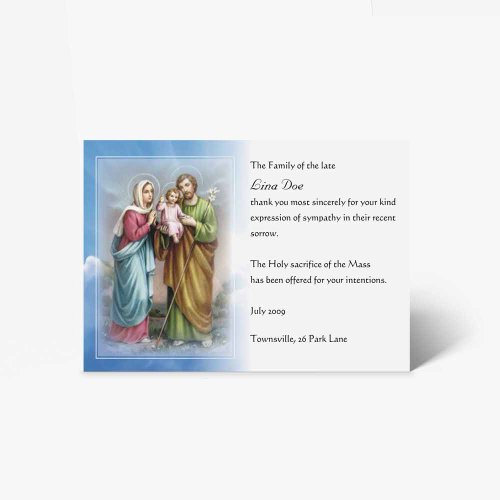 a prayer card with the image of jesus and mary