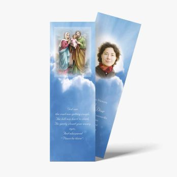 a bookmarks with an image of a family in the sky