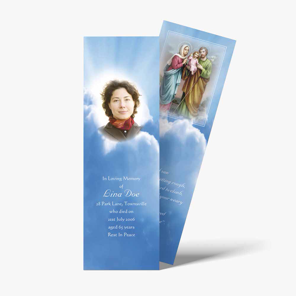 a bookmark with an image of a woman in the clouds