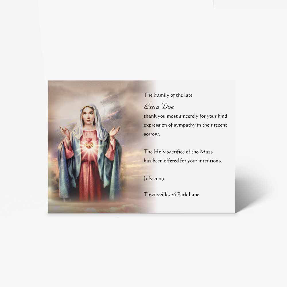 prayer card - the immaculate heart of mary