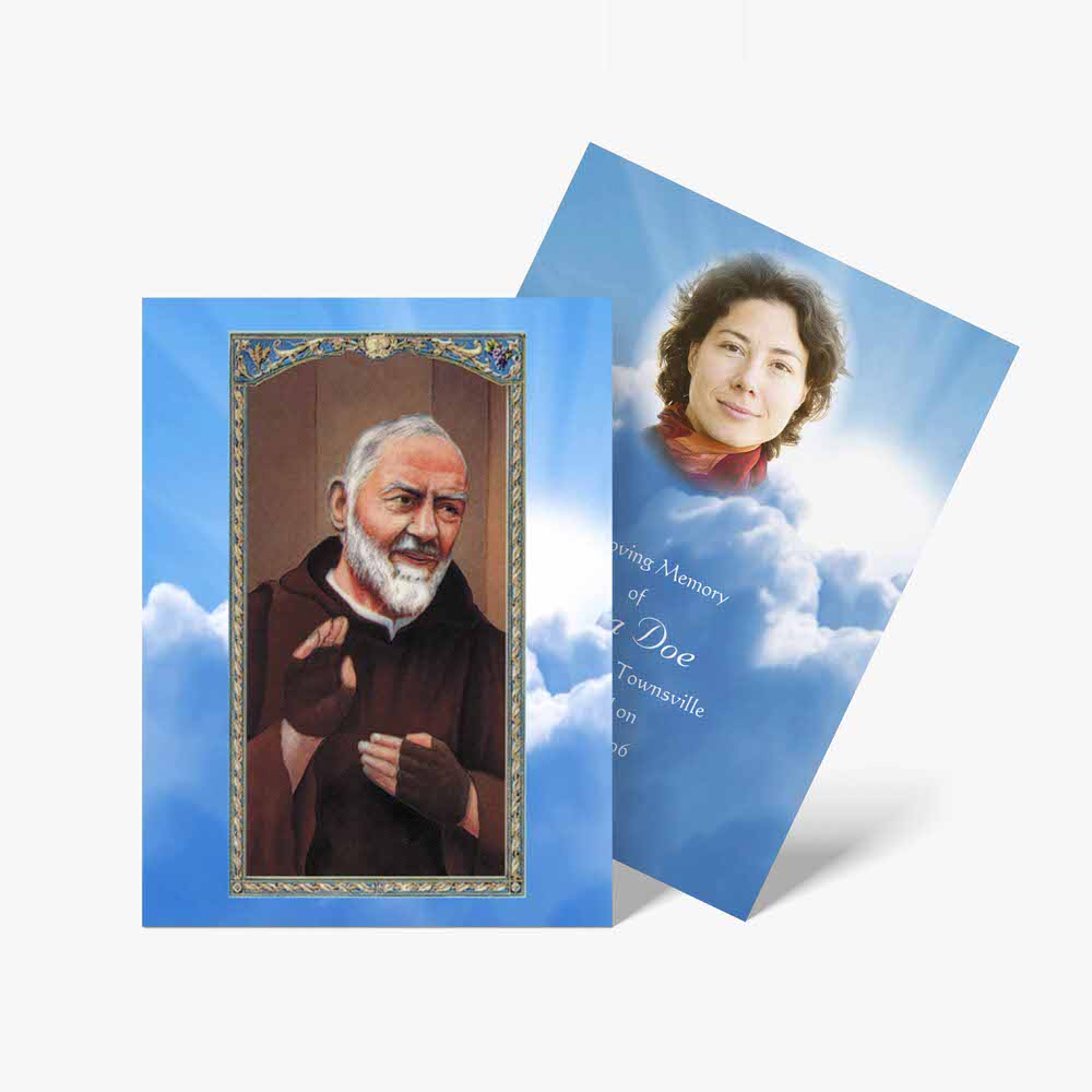 a card with an image of a man and a woman in the sky