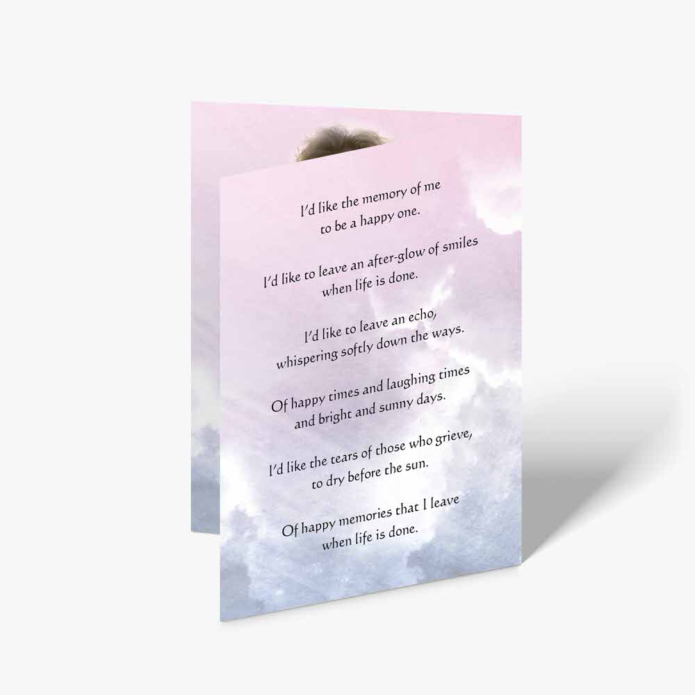 memorial card for a loved one in heaven