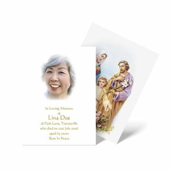 a card with an image of a woman and a child