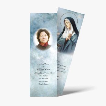 a bookmark with a picture of a nun and a picture of a mother