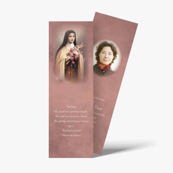 a bookmark with a picture of a woman and a quote