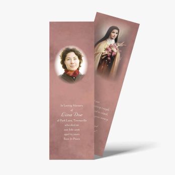 a bookmark with a photo of a woman and a flower