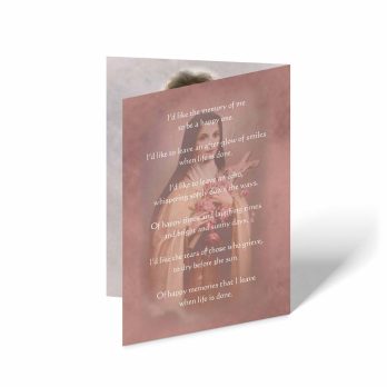 a card with a picture of the virgin mary and a poem