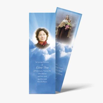 a bookmark with a photo of a woman in the clouds