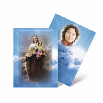 a card with a picture of mary and a child