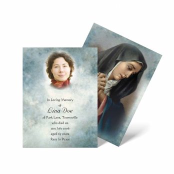 prayer cards with images of the holy mother and the holy father