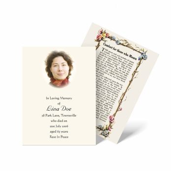 a beautiful floral funeral card