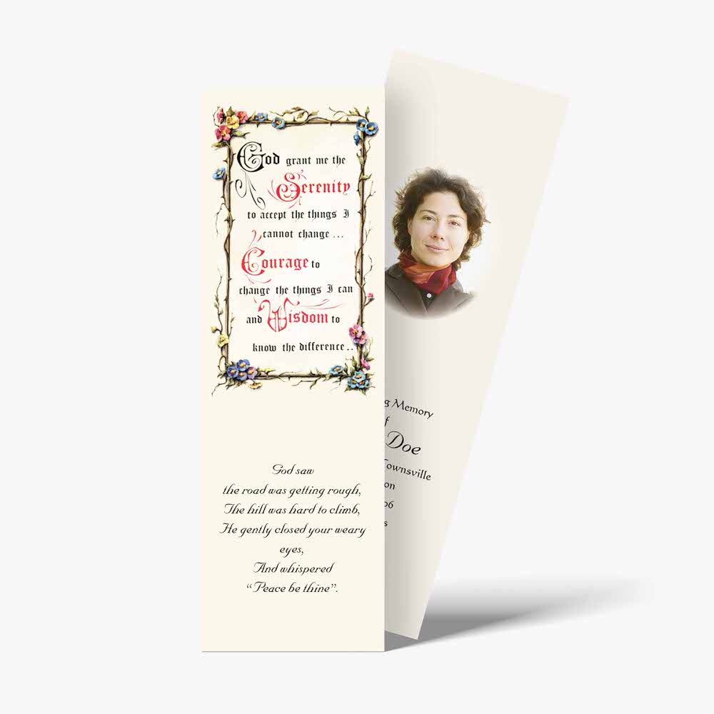 a bookmark with a picture of a woman in a floral dress