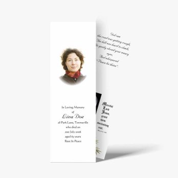 a funeral pamphlet with a photo of a woman